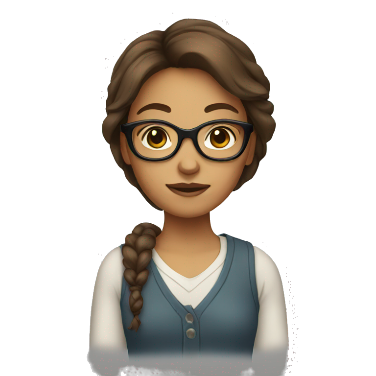 brown hair girl with glasses emoji
