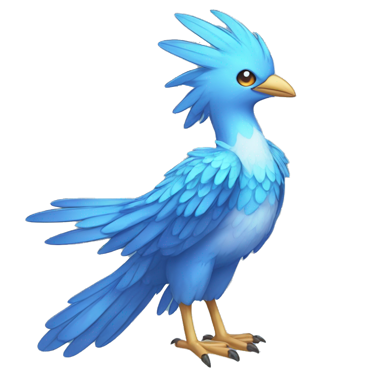Wet Fantasy legendary blue bird water-type-Hydro-Phoenix-avian Fakemon full body emoji
