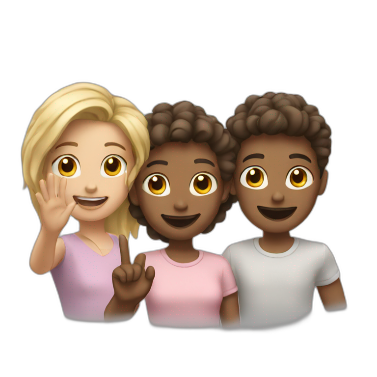 three friends waving emoji