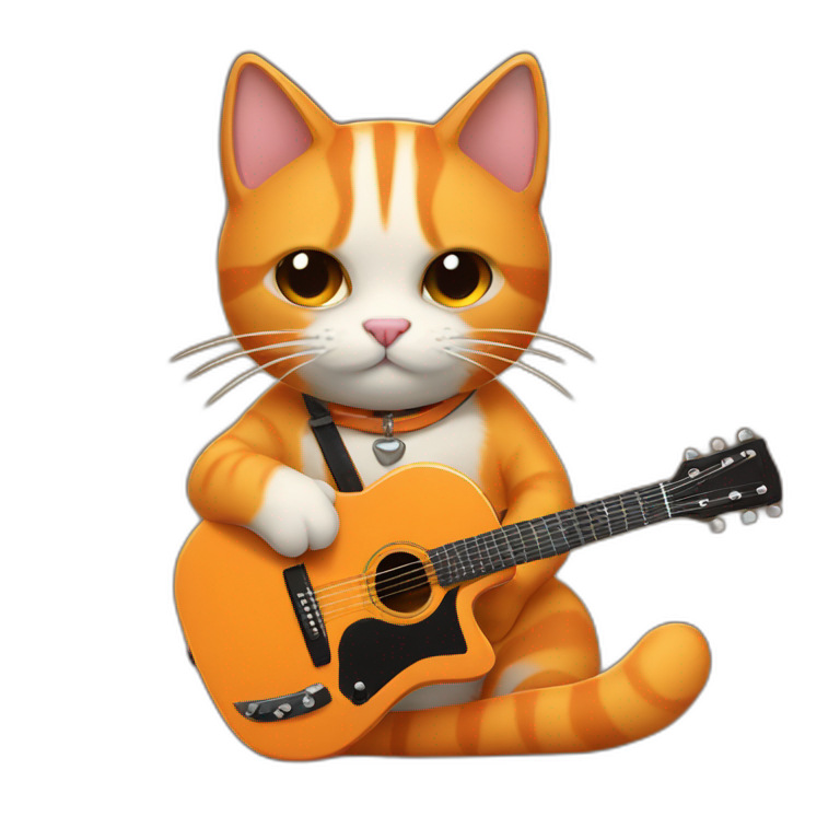 gato naranja con guitarra emoji