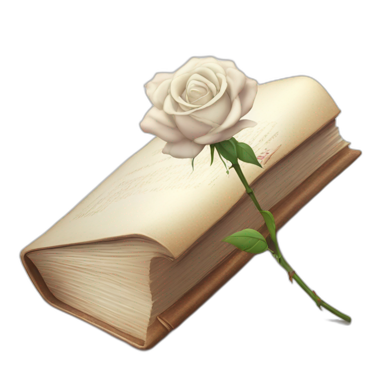 rose on open book emoji