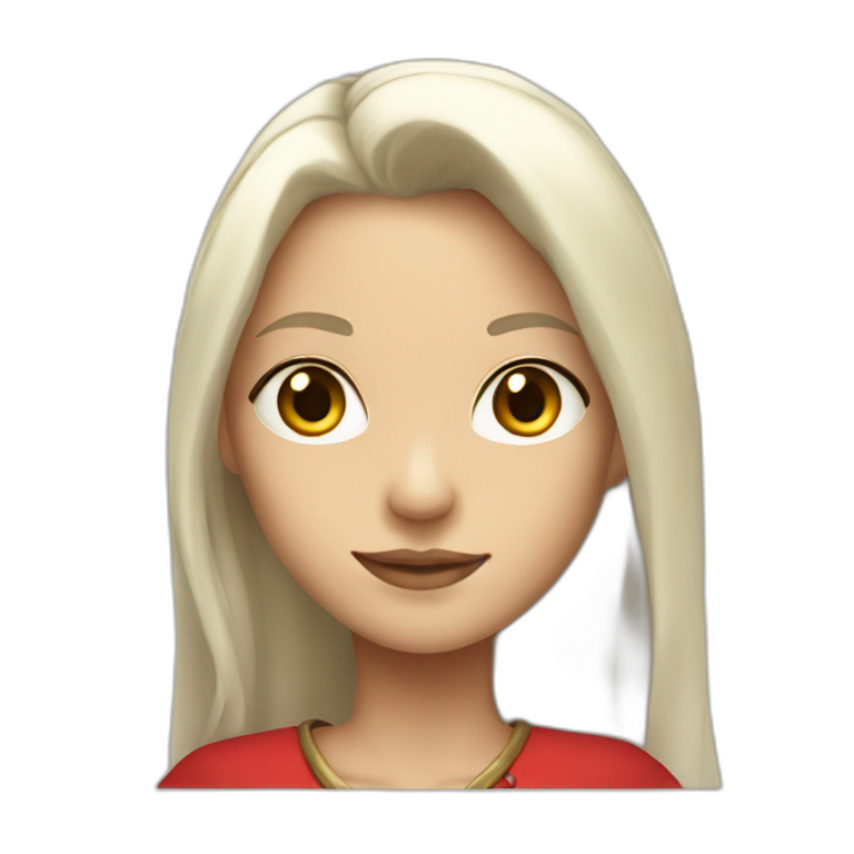 rpg-girl-with-long white-hair and red skirt emoji