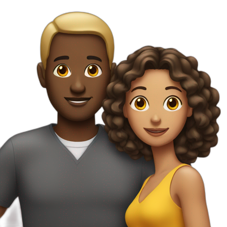 Black man with two women emoji