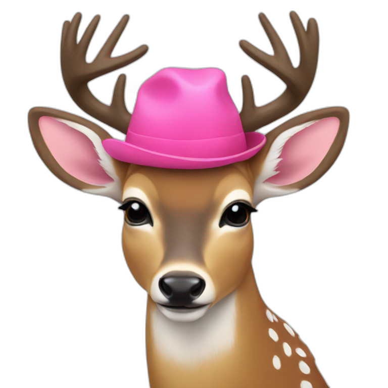 A deer with a pink hat emoji