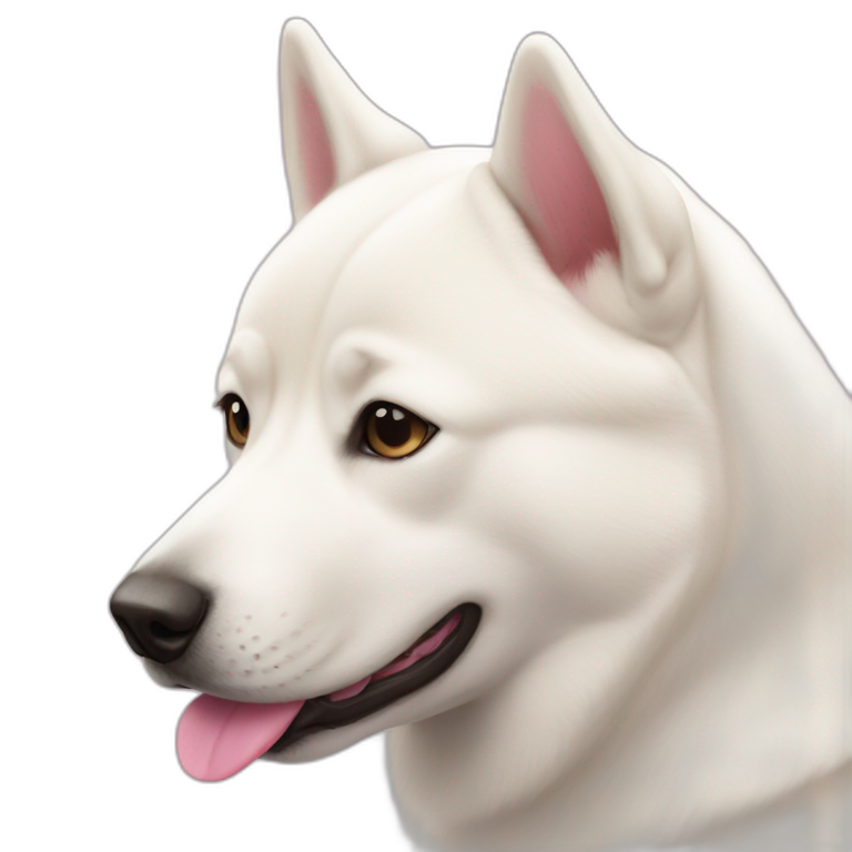White Jindo dog with pink nose emoji
