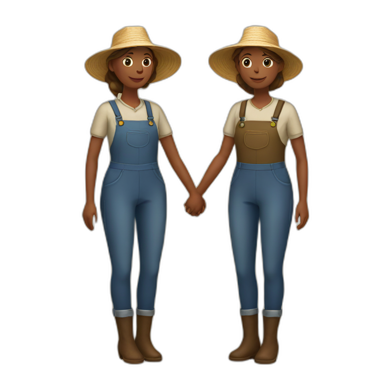 two female farmers holding hands emoji