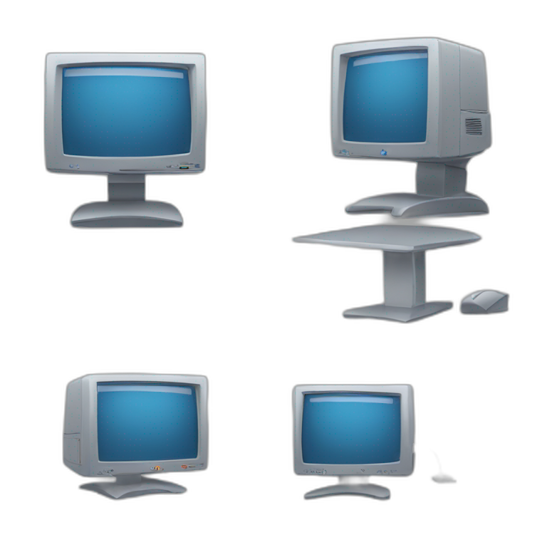 a monitor pc with a text being processed emoji
