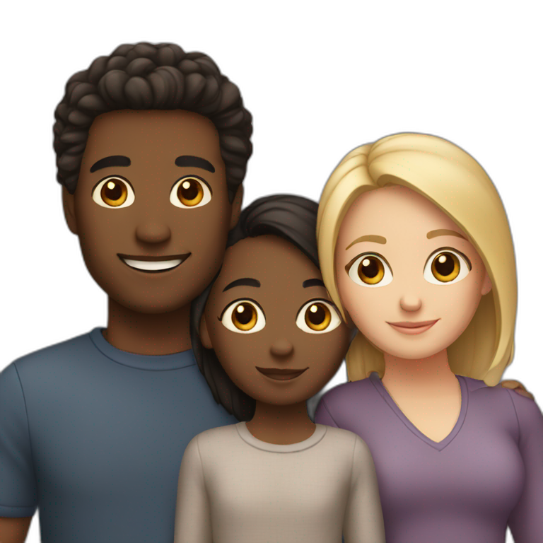 interracial couple with two kids emoji