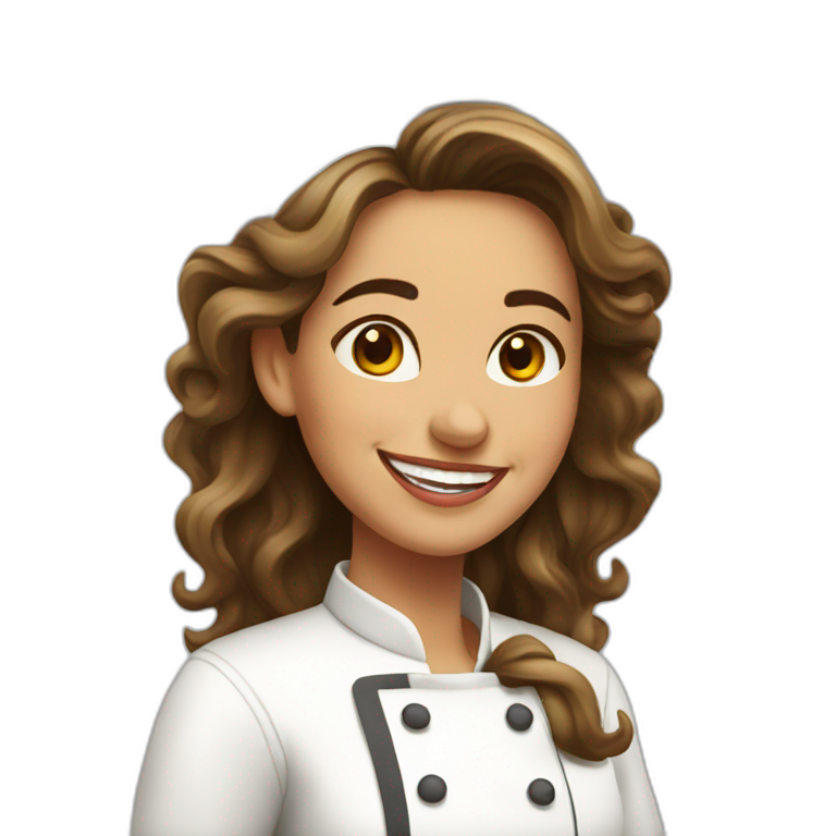 happy spanish woman chef long wavy hair emoji