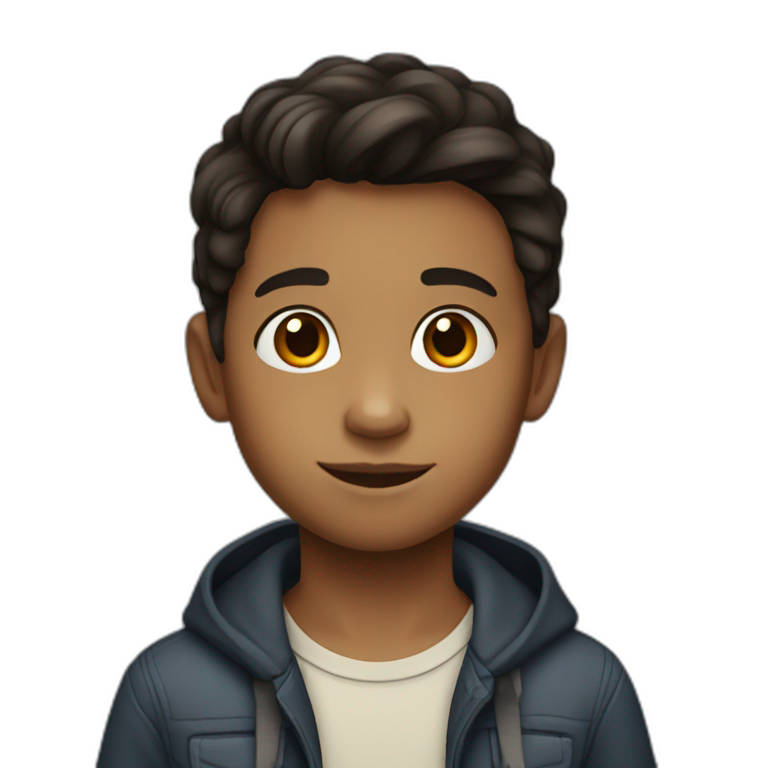 7 year old boy with dark hair and light -brown skin  emoji