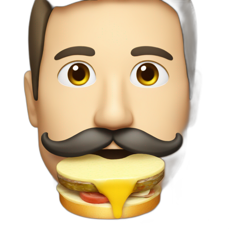 Men mustache eating raclette emoji