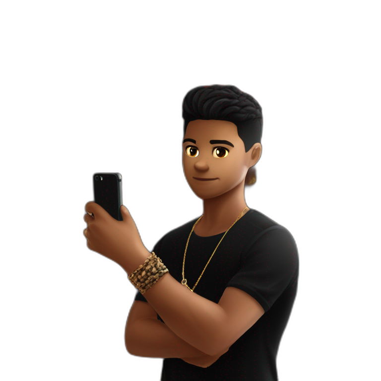 solo selfie with black shirt emoji