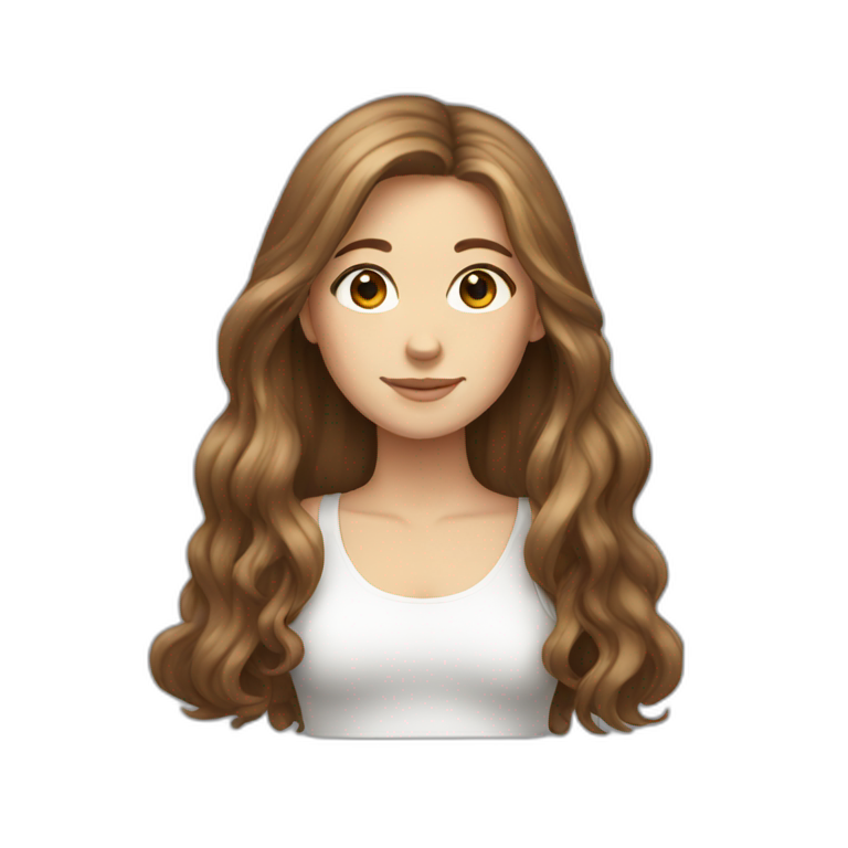 Brown long hair ,white girl  emoji