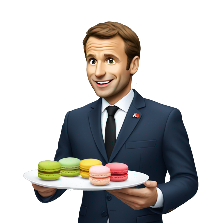 Macron qui mange un macaron emoji