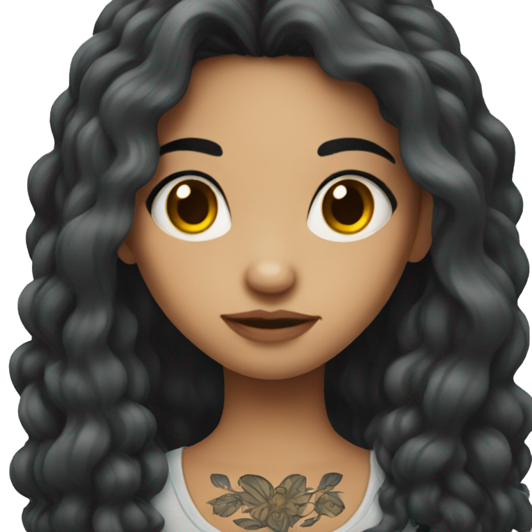 Long dark hair girl with tattoos emoji