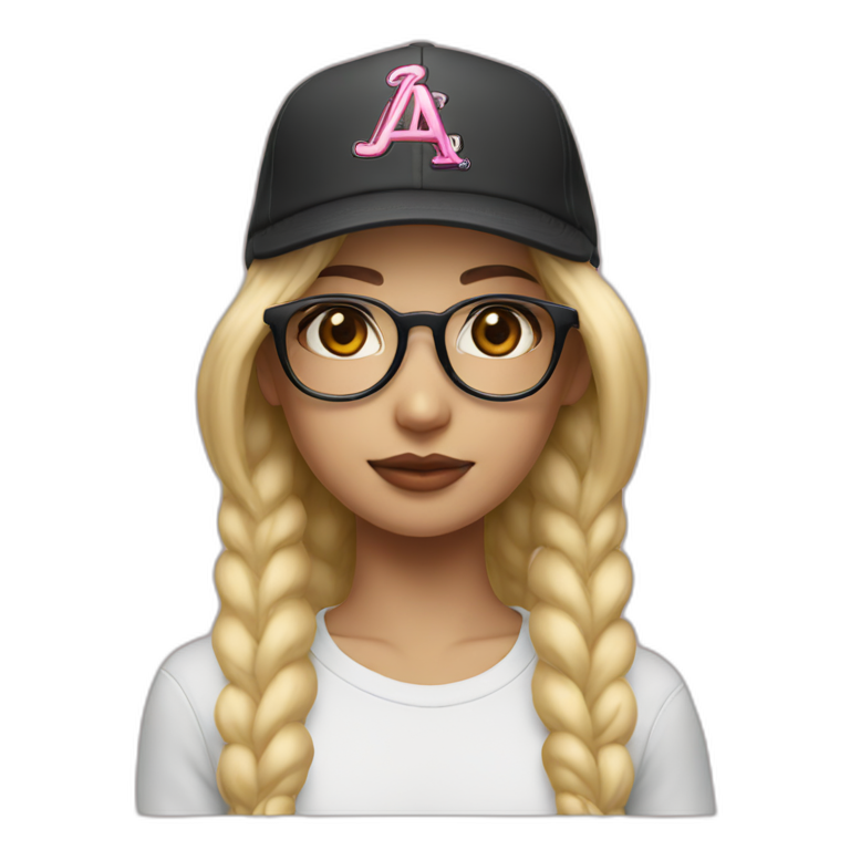 Girl with  BlackPinkGlasses with Blond hearShort with Jordan CAP emoji