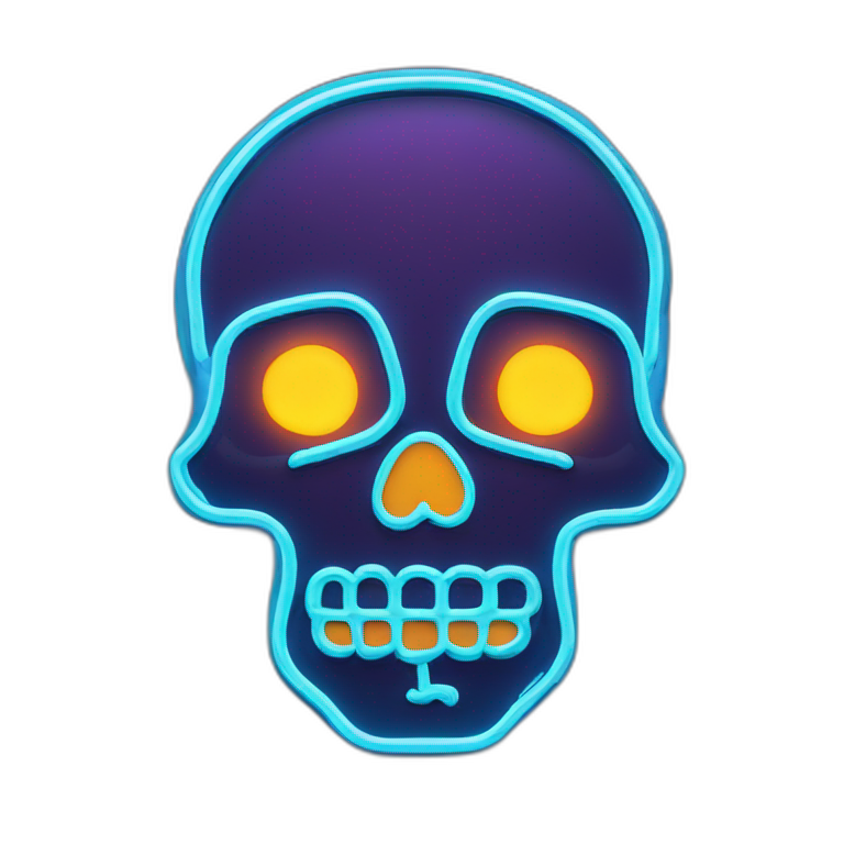 skull shape neon sign style emoji