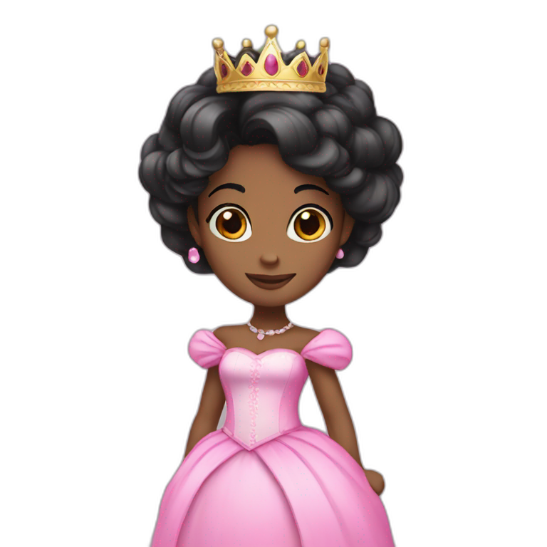 Black hair princess with pink crown and dress emoji