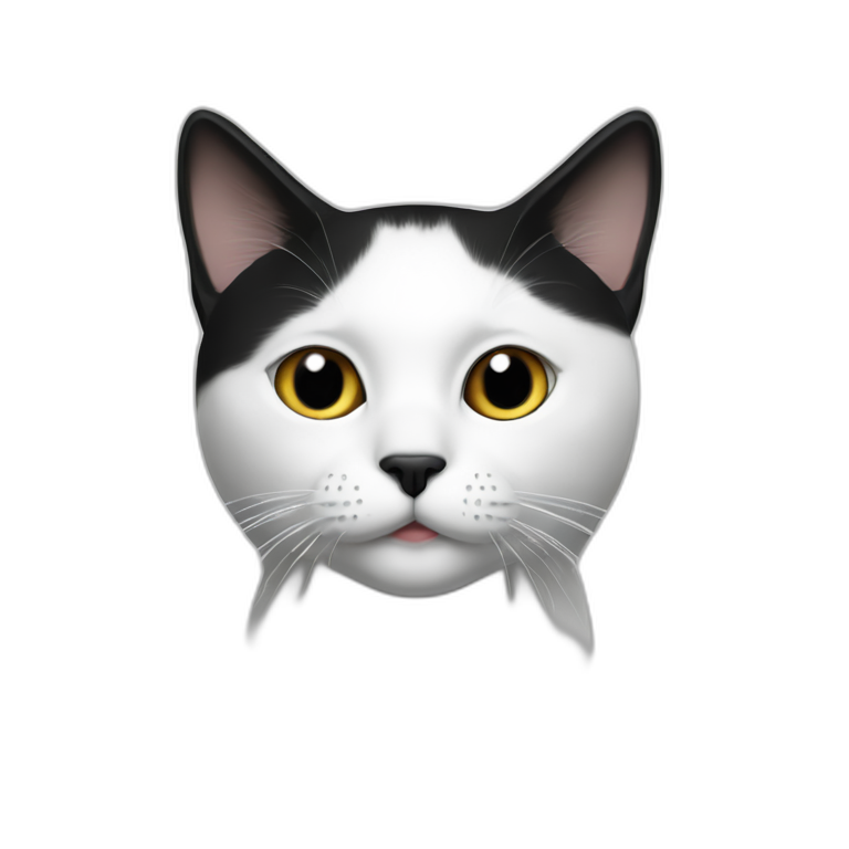 Black and white cat with black dot on nose emoji