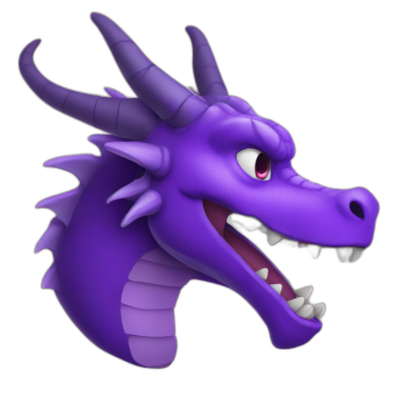 purple dragon head holding letters LOL emoji