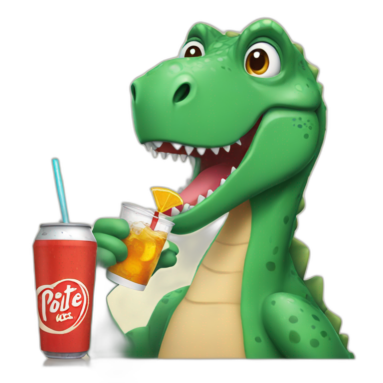 Dinosaur drinking soda emoji