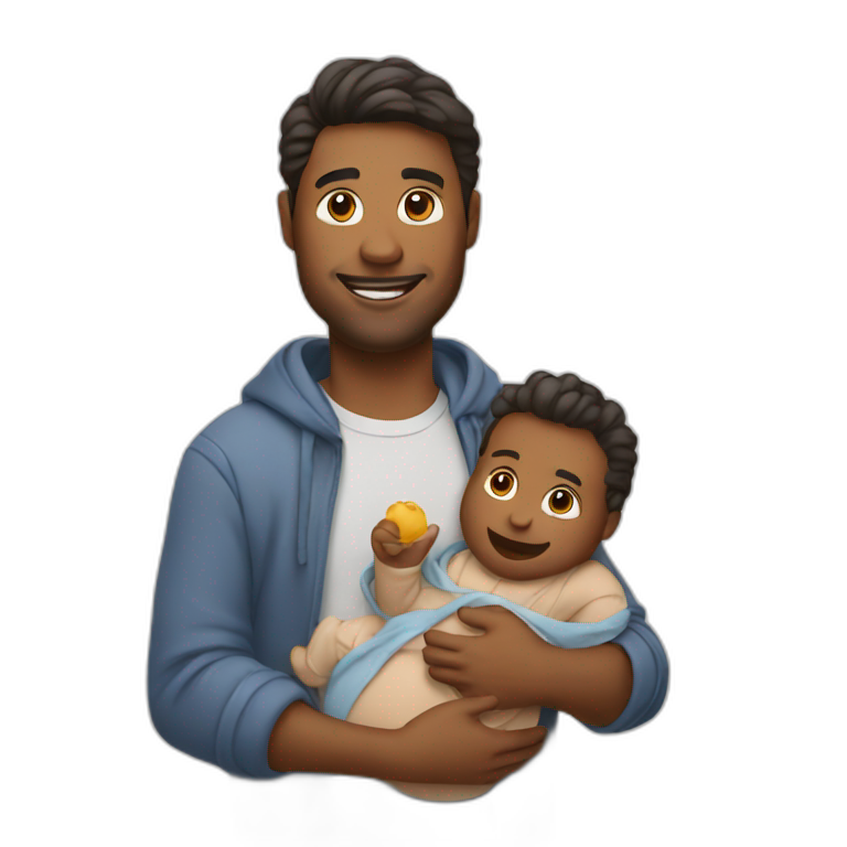 A guy carrying a baby emoji