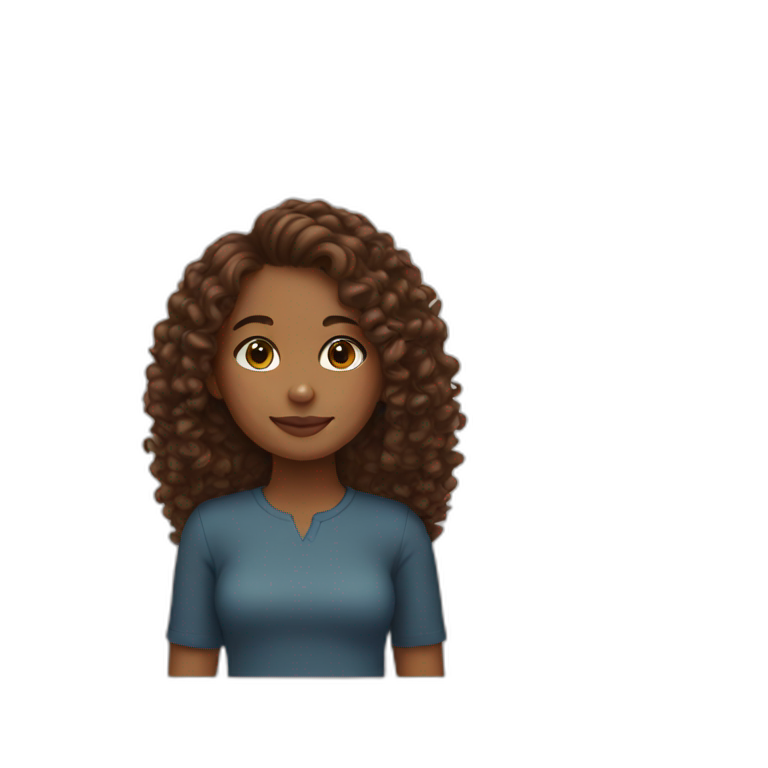 Brown girl with curly brown hair emoji