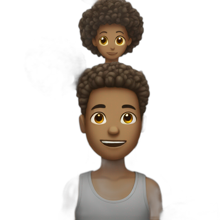 An Afro boy with a fallen afro Braids emoji