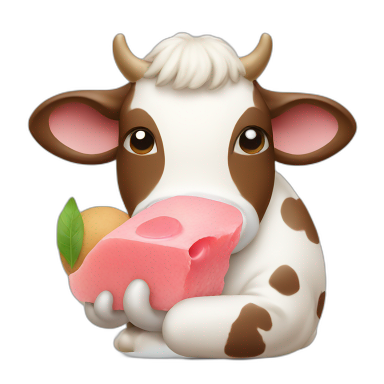 a cow eating mochi emoji