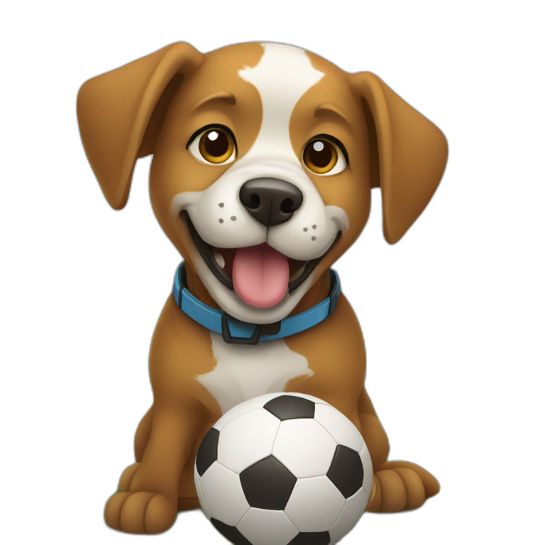 Dog playing football emoji