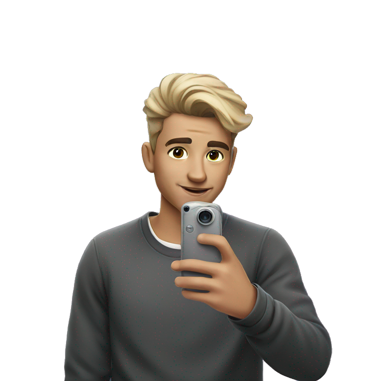young man taking selfie portrait emoji