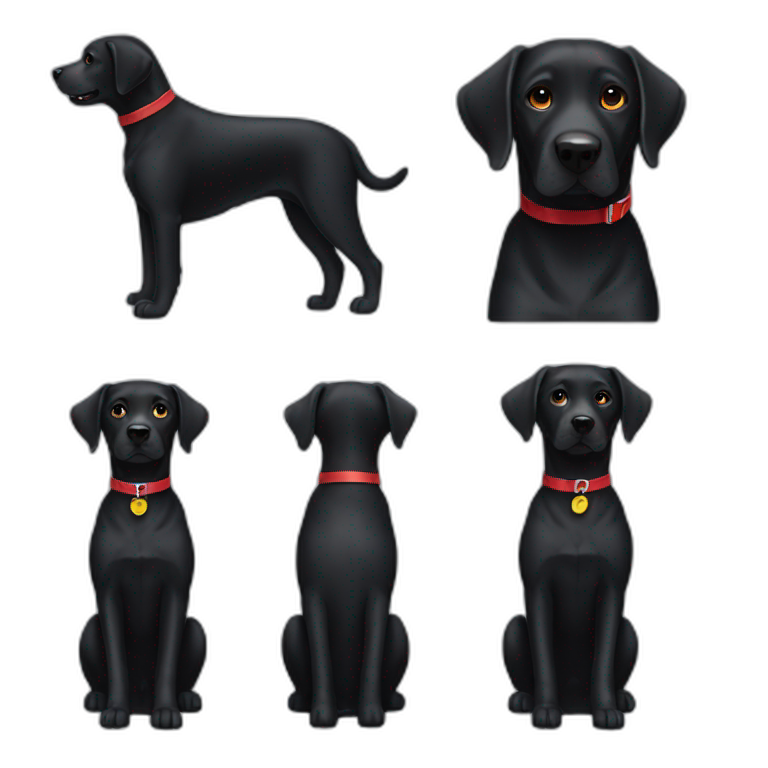 A black dog labrador with a red collar emoji