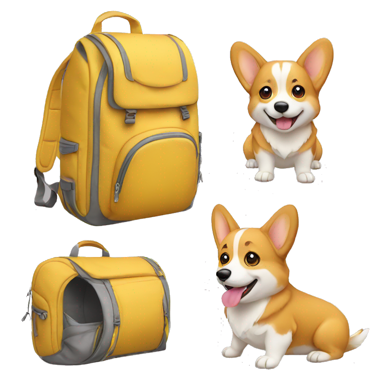 corgi inside yellow backpack emoji