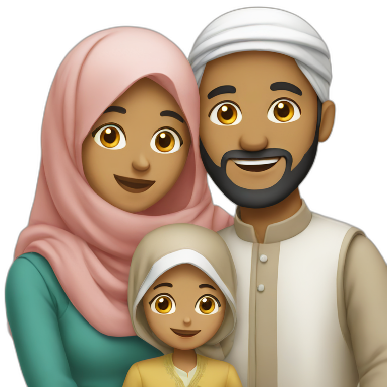 muslim family taking picture emoji