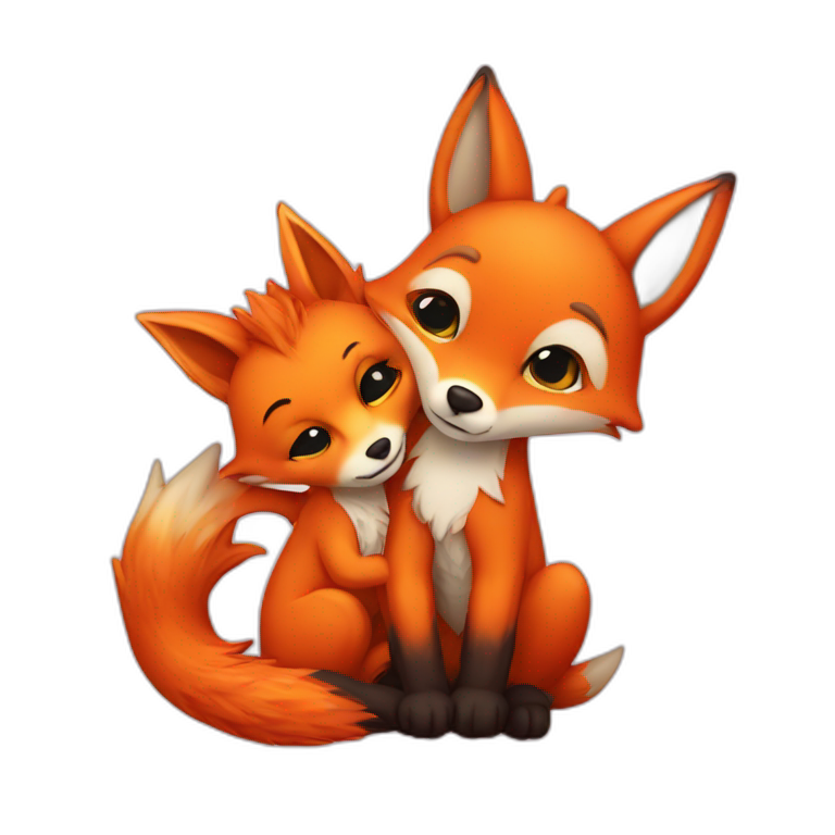 fox and dragon cuddling emoji