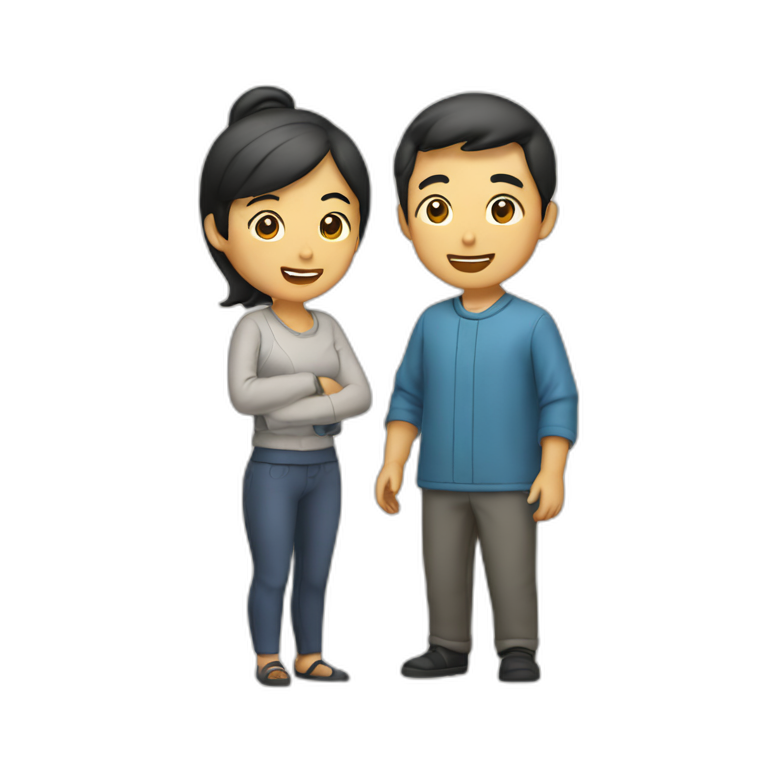 Two Asians talking emoji