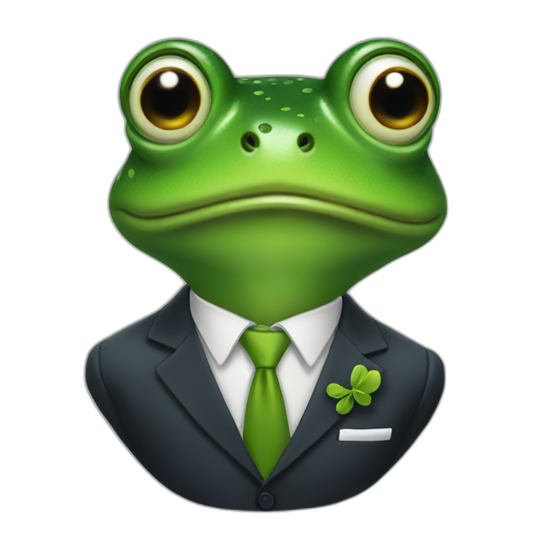 Frog wearing a suit emoji