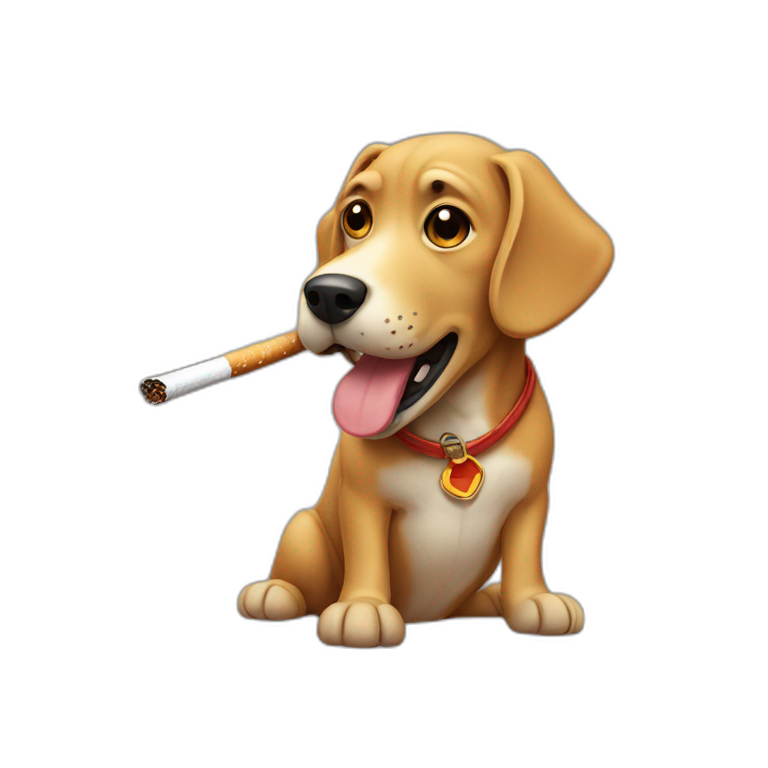 Cigarette smoking dog emoji