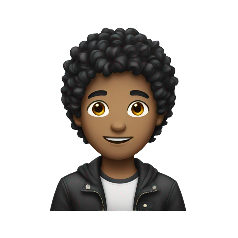 a boy with black curly hair emoji