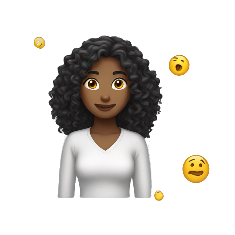 Dark Long Curly hair girl  emoji