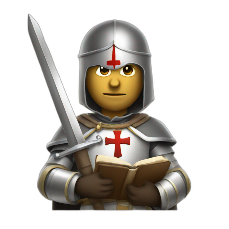 templar soldier holding Bible and sword emoji