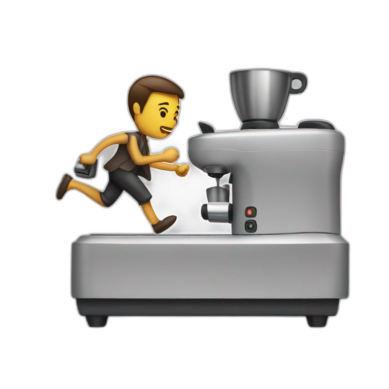 Person running away with espresso machine emoji