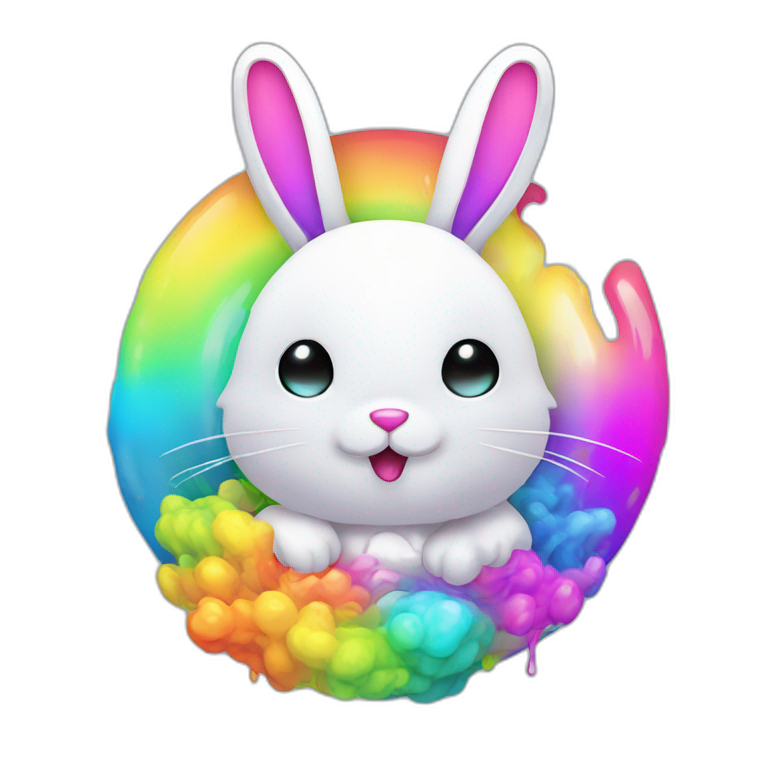 wonderland bunny tech glitchy rainbow colors vector art emoji