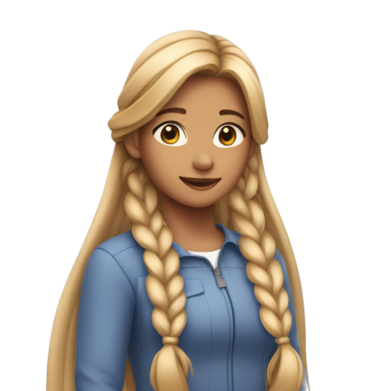 Girl with long braid over her shoulder going down to her waist  emoji