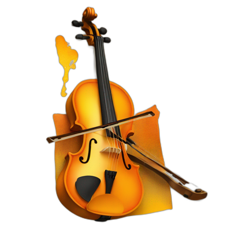orange and yellow painting with a violin in the middle emoji