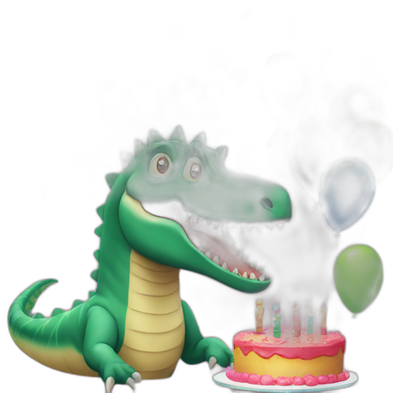Spinosaurus in birthday party emoji