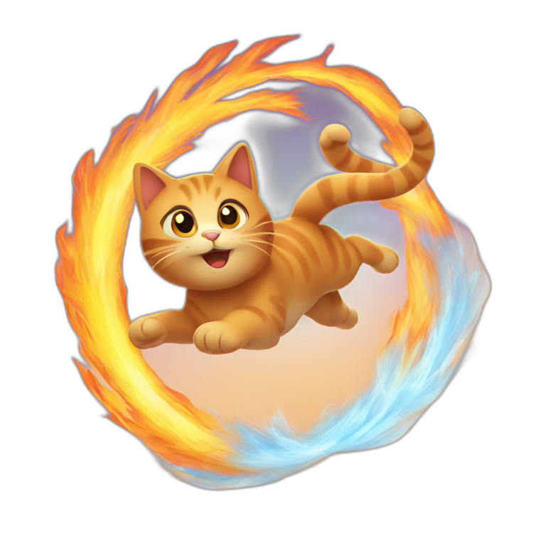  cat flying through a ring of fire emoji