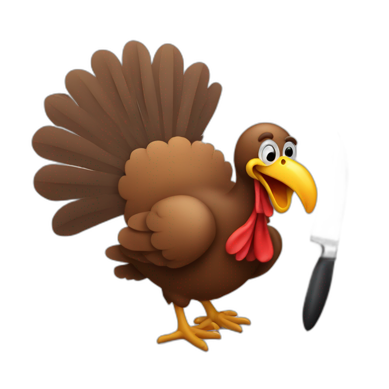 turkey running away from a large knife emoji