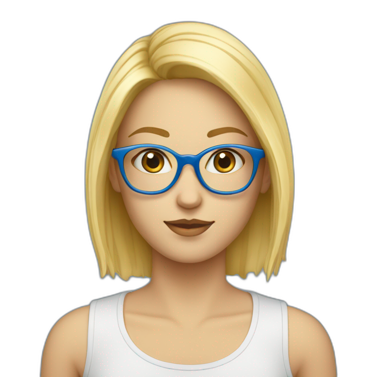 Ado blond yeux bleu avec des lunettes emoji