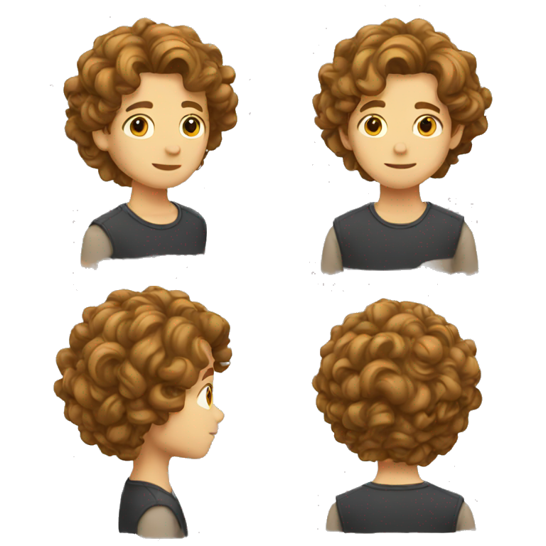 Long brown curling hair boy emoji